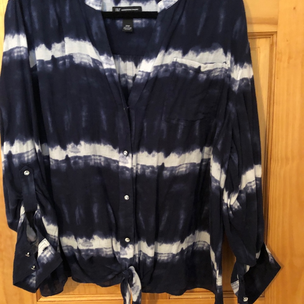 INC tie dye blue blouse.